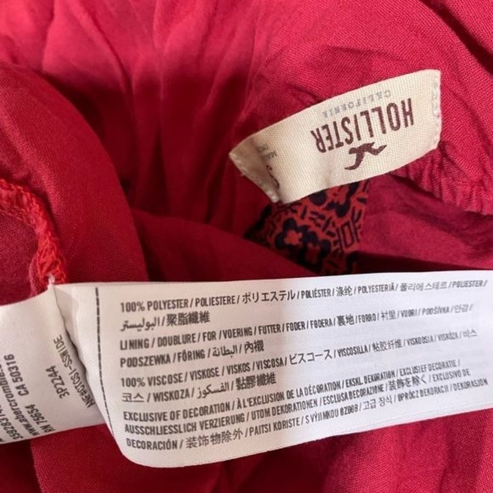 Hollister juniors dress mini long bell sleeves red and black size small - Picture 7 of 7